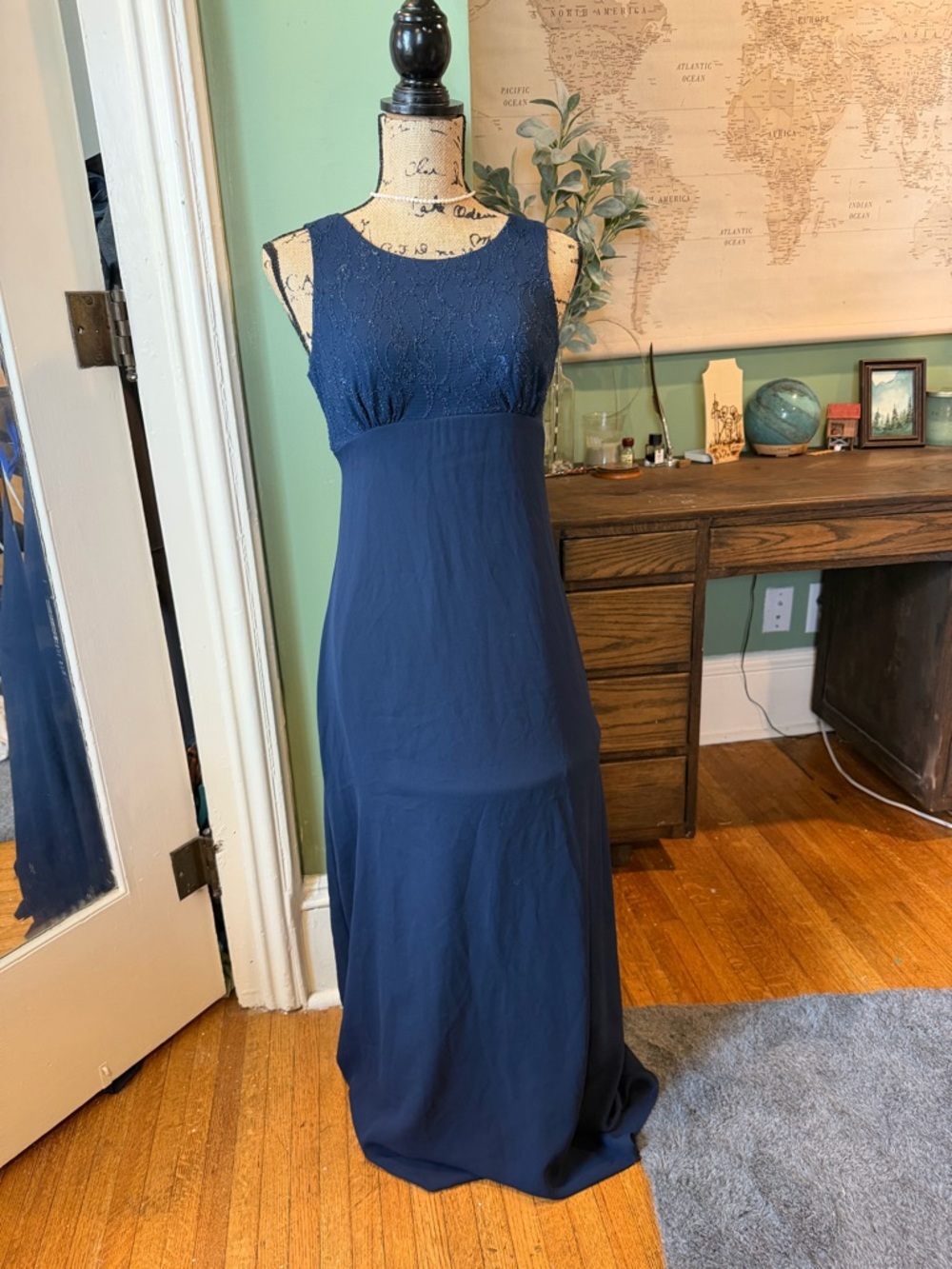 All That Jazz Navy Beaded Sleeveless Formal Dress Prom Wedding Guest Summer Blue